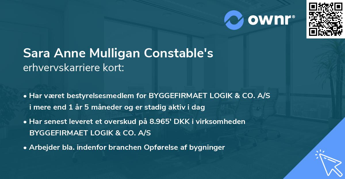 Sara Anne Mulligan Constable's erhvervskarriere kort