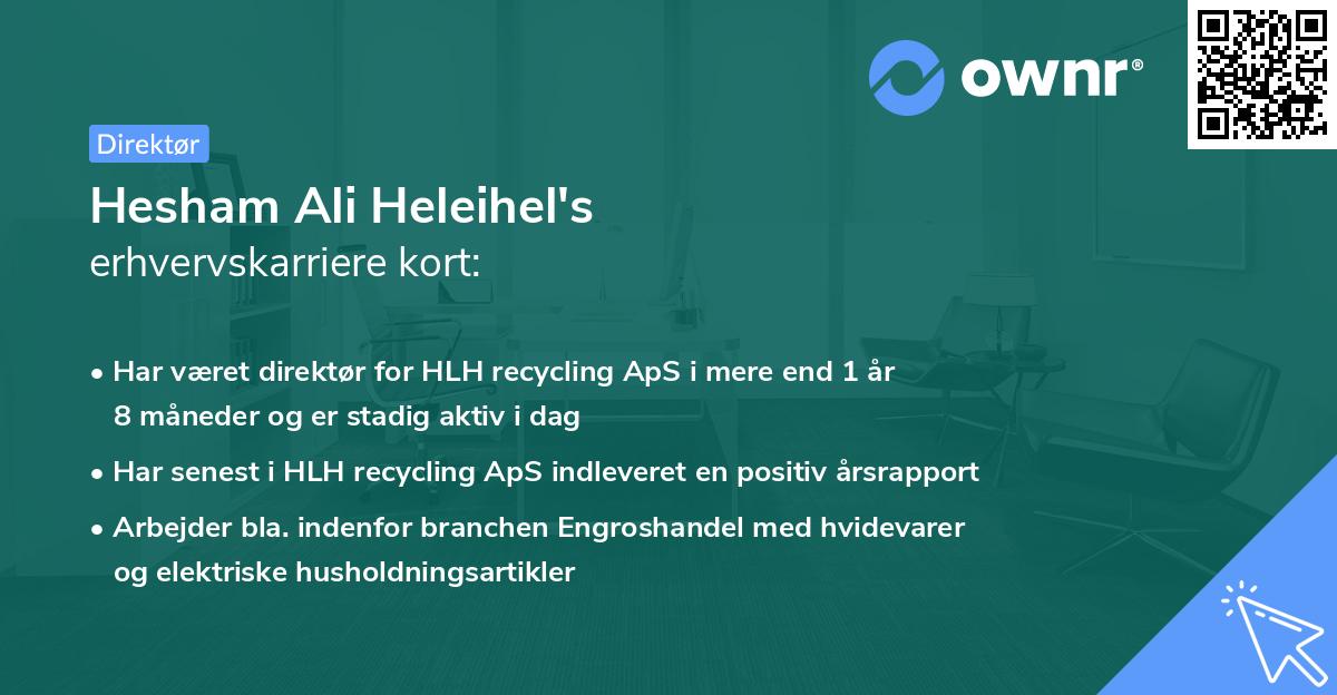 Hesham Ali Heleihel's erhvervskarriere kort
