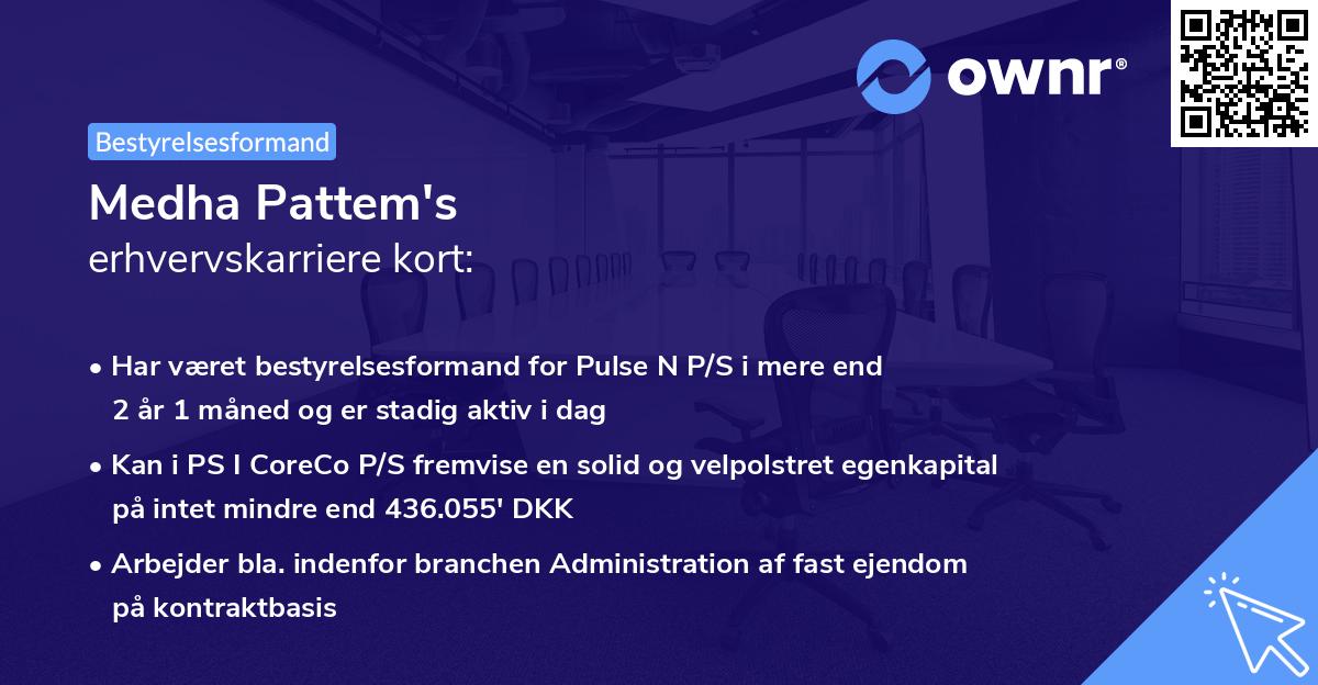 Medha Pattem's erhvervskarriere kort