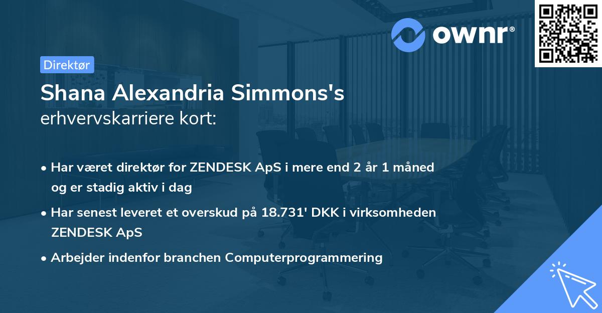 Shana Alexandria Simmons's erhvervskarriere kort