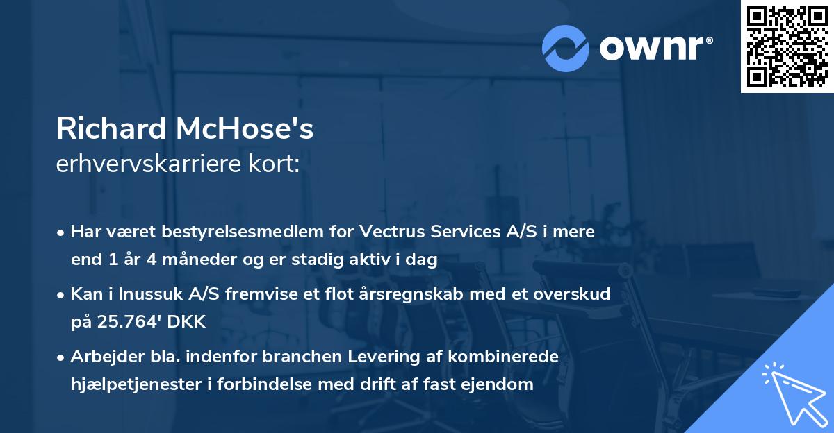 Richard McHose's erhvervskarriere kort