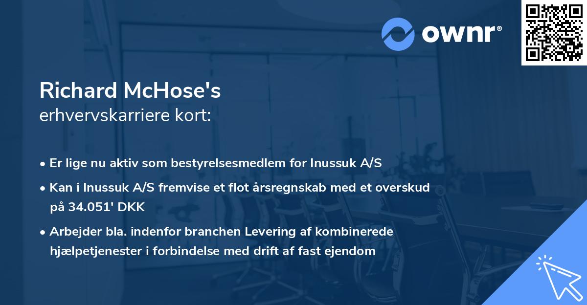 Richard McHose's erhvervskarriere kort
