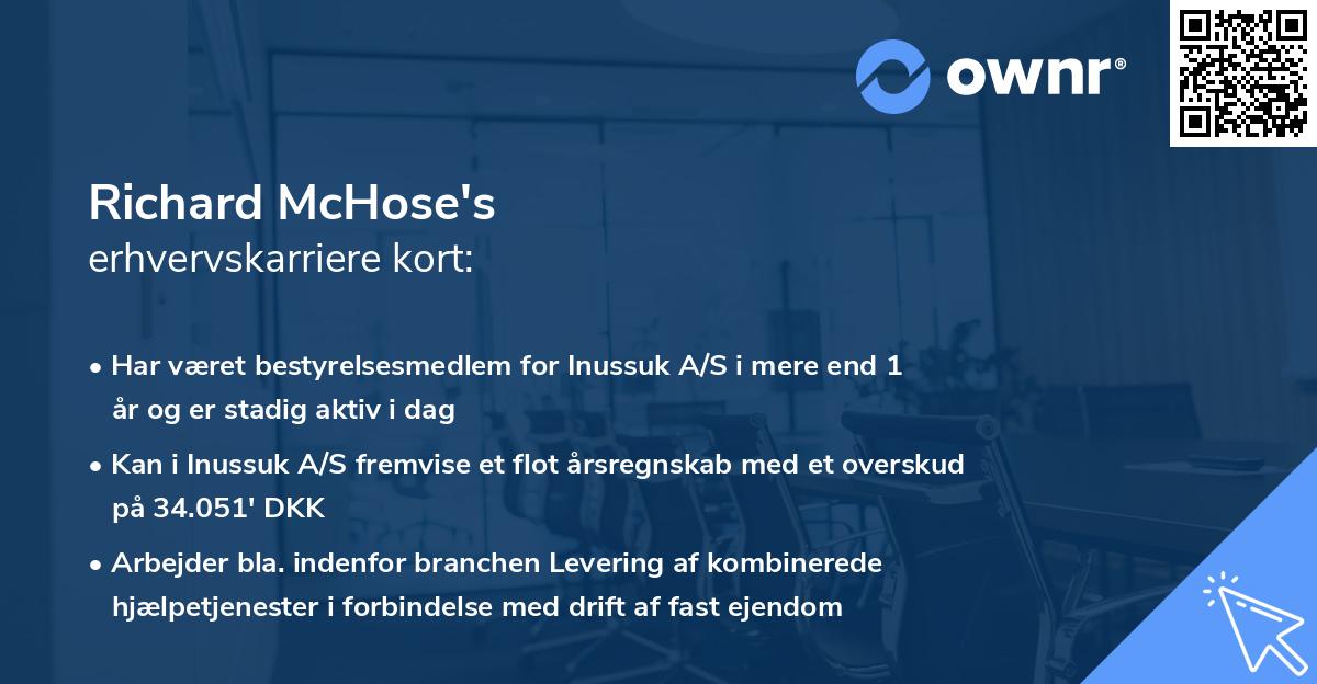 Richard McHose's erhvervskarriere kort