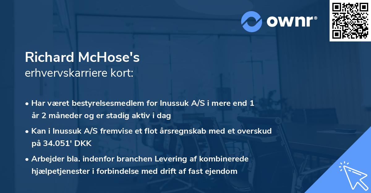 Richard McHose's erhvervskarriere kort