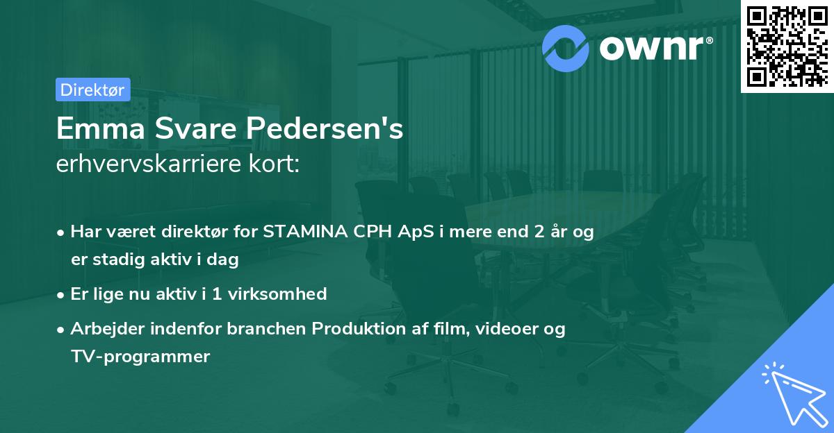 Emma Svare Pedersen's erhvervskarriere kort