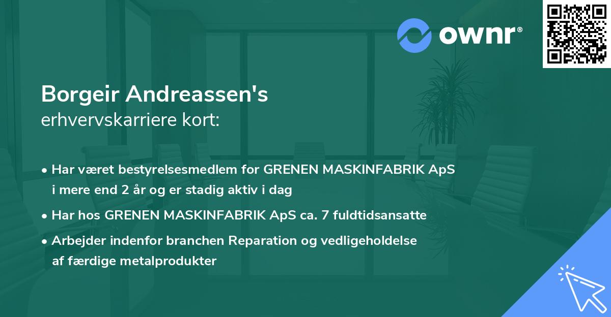 Borgeir Andreassen's erhvervskarriere kort