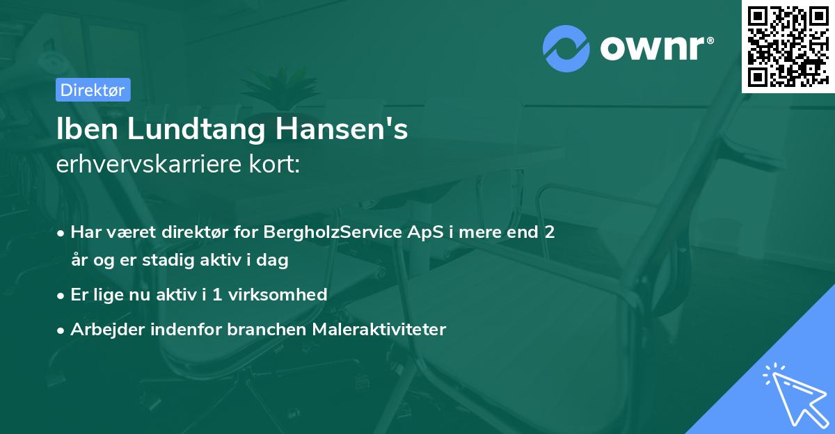 Iben Lundtang Hansen's erhvervskarriere kort