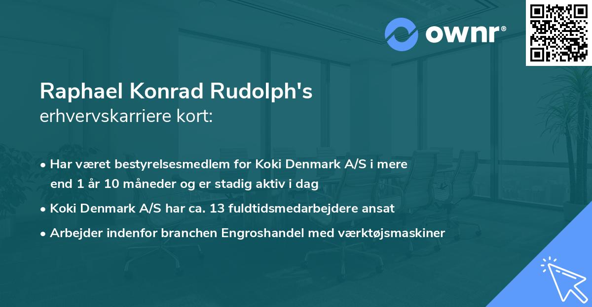 Raphael Konrad Rudolph's erhvervskarriere kort