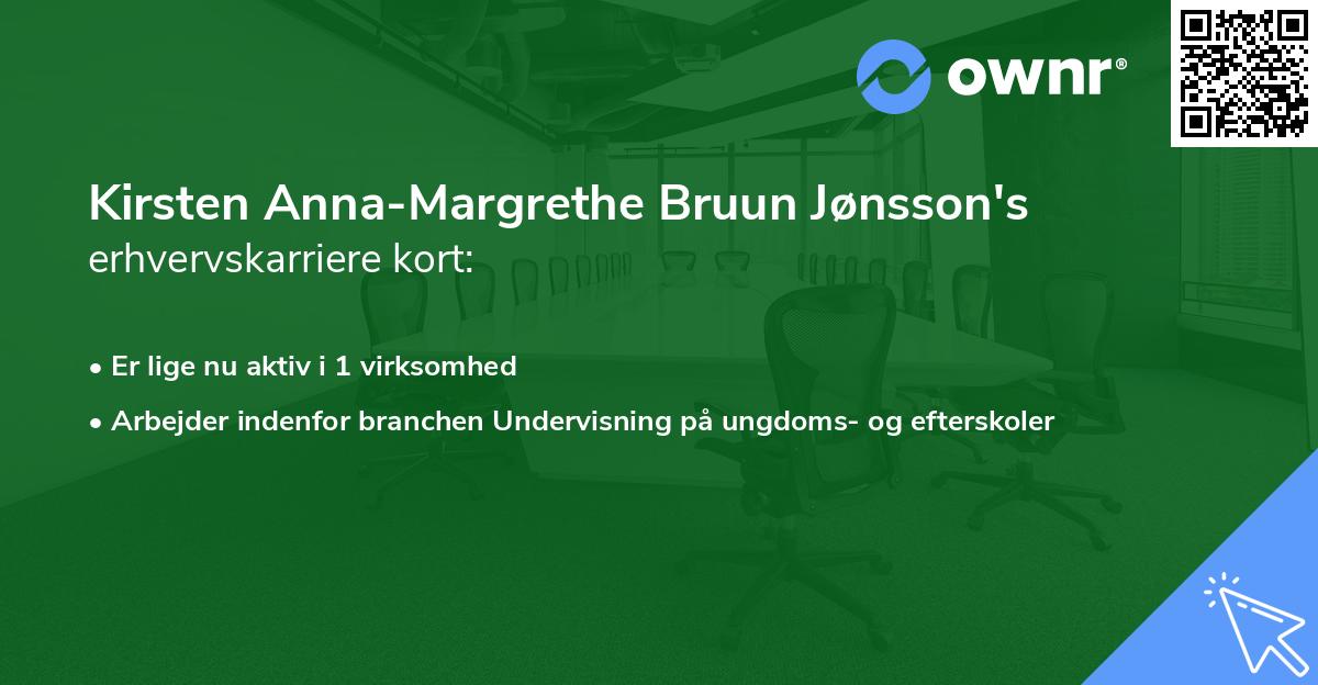 Kirsten Anna-Margrethe Bruun Jønsson's erhvervskarriere kort