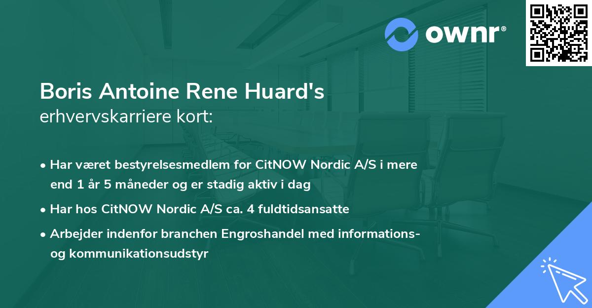 Boris Antoine Rene Huard's erhvervskarriere kort