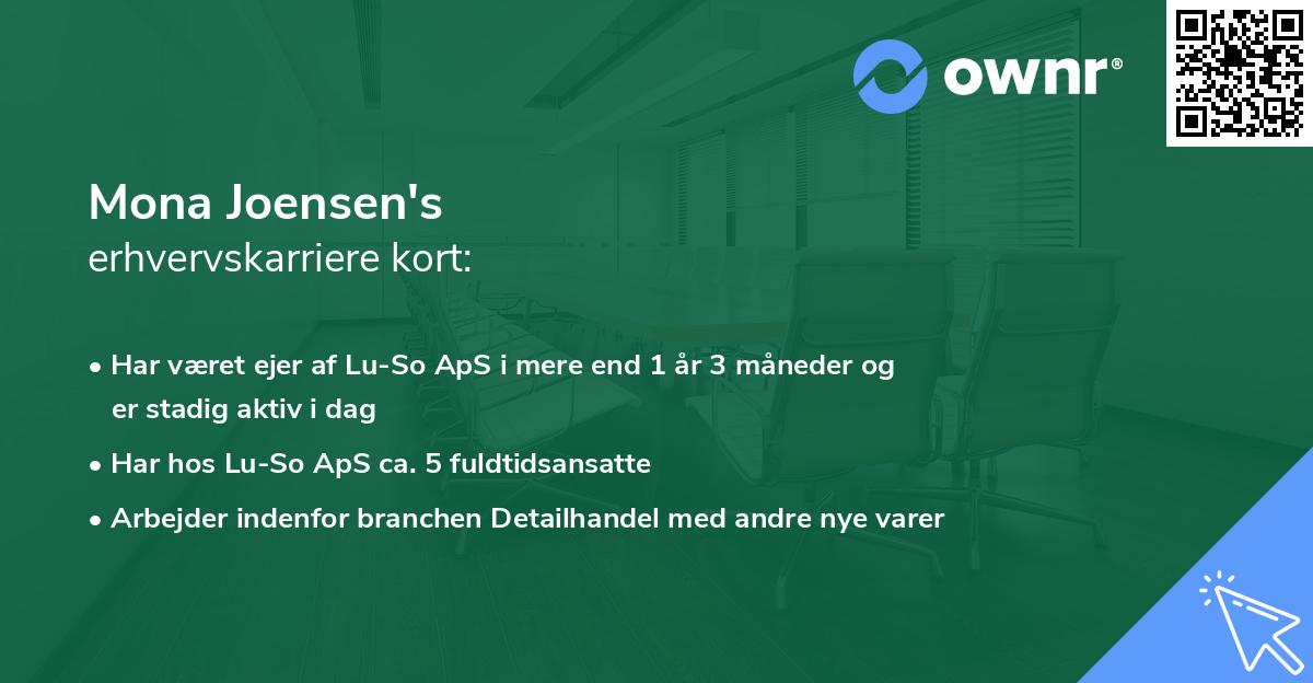 Mona Joensen's erhvervskarriere kort