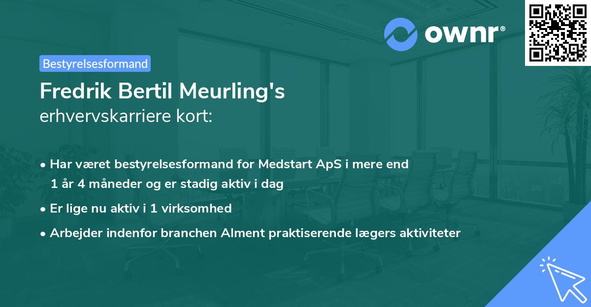 Fredrik Bertil Meurling's erhvervskarriere kort