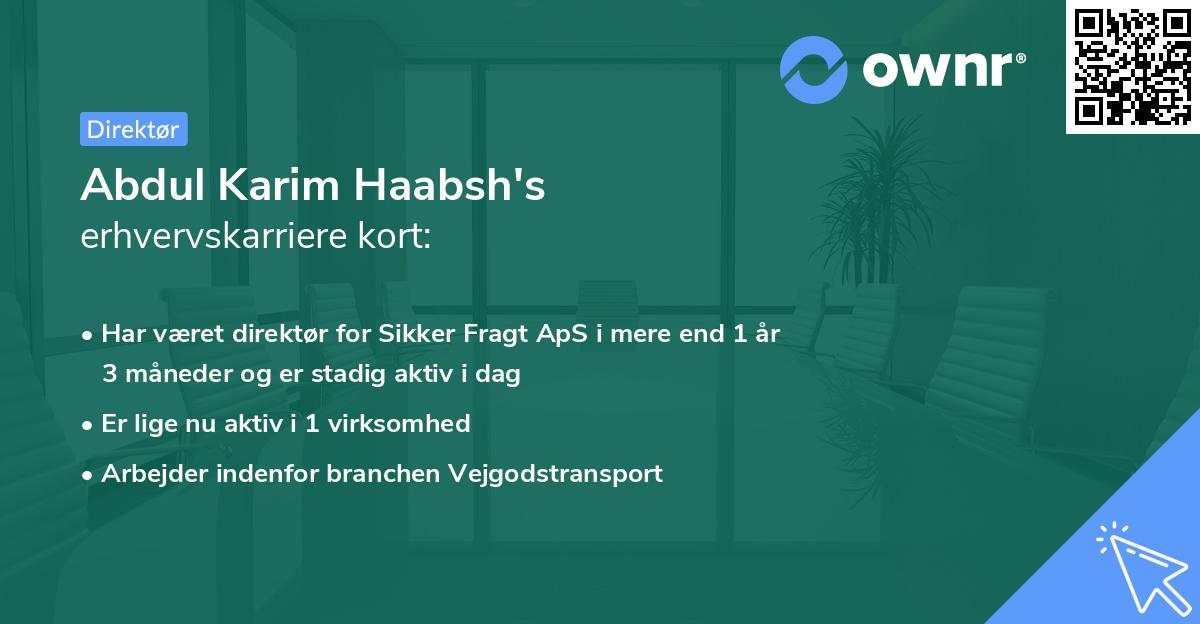 Abdul Karim Haabsh's erhvervskarriere kort