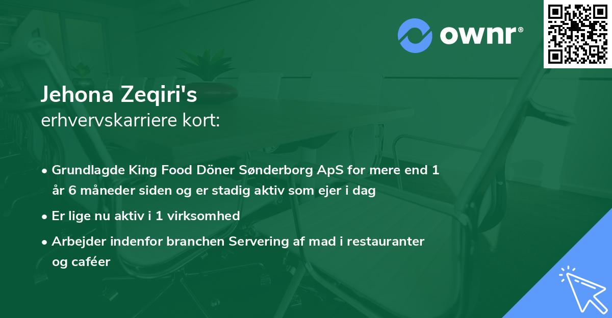 Jehona Zeqiri's erhvervskarriere kort