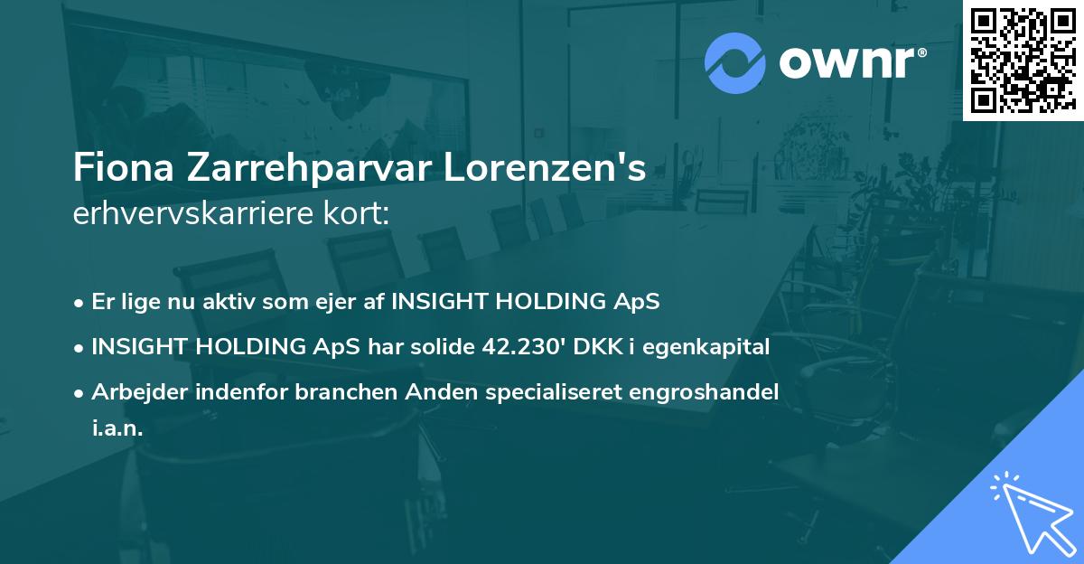 Fiona Zarrehparvar Lorenzen's erhvervskarriere kort