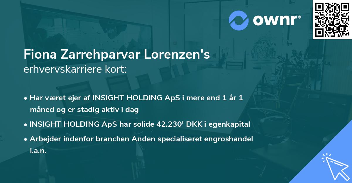 Fiona Zarrehparvar Lorenzen's erhvervskarriere kort