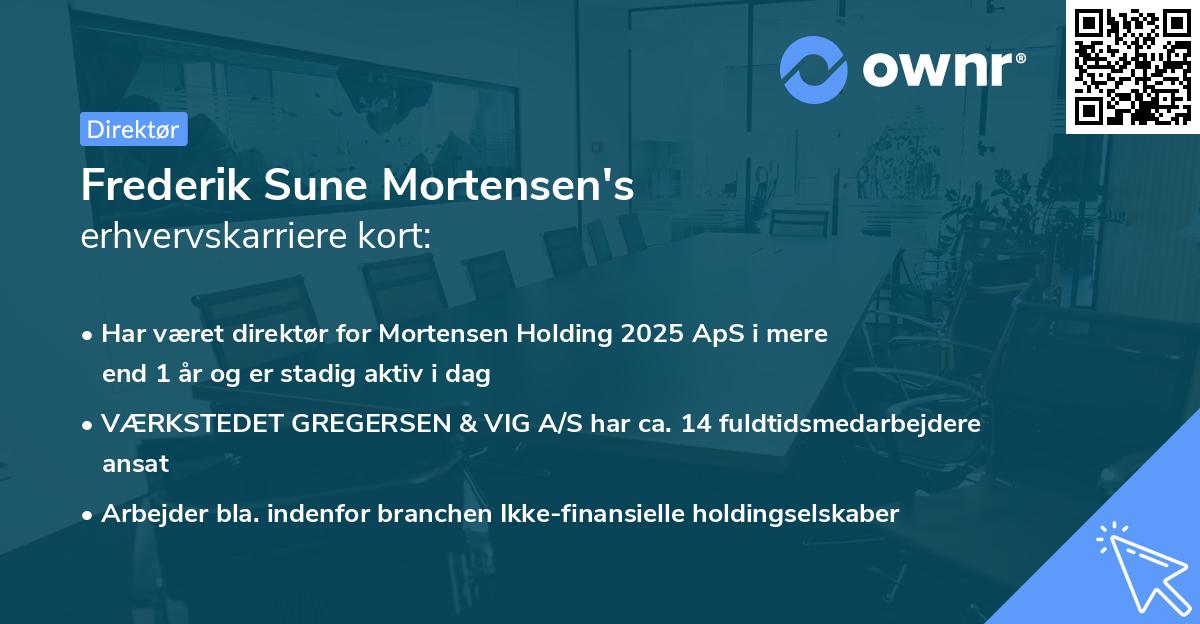 Frederik Sune Mortensen's erhvervskarriere kort