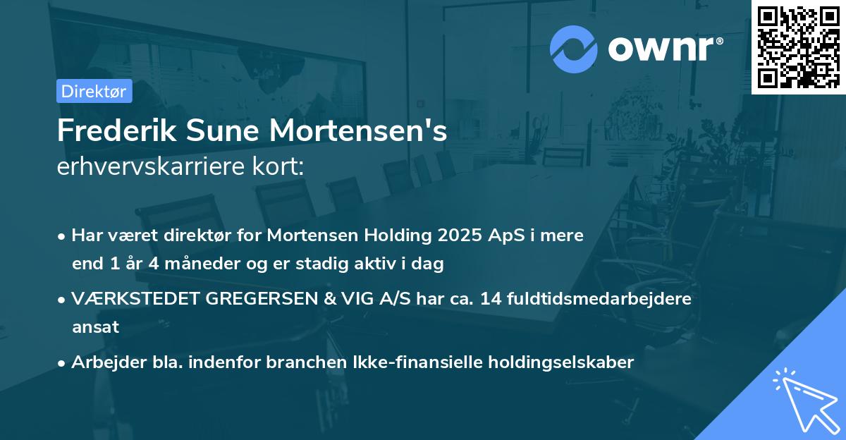 Frederik Sune Mortensen's erhvervskarriere kort