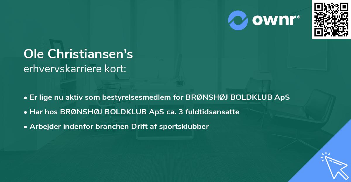 Ole Christiansen's erhvervskarriere kort