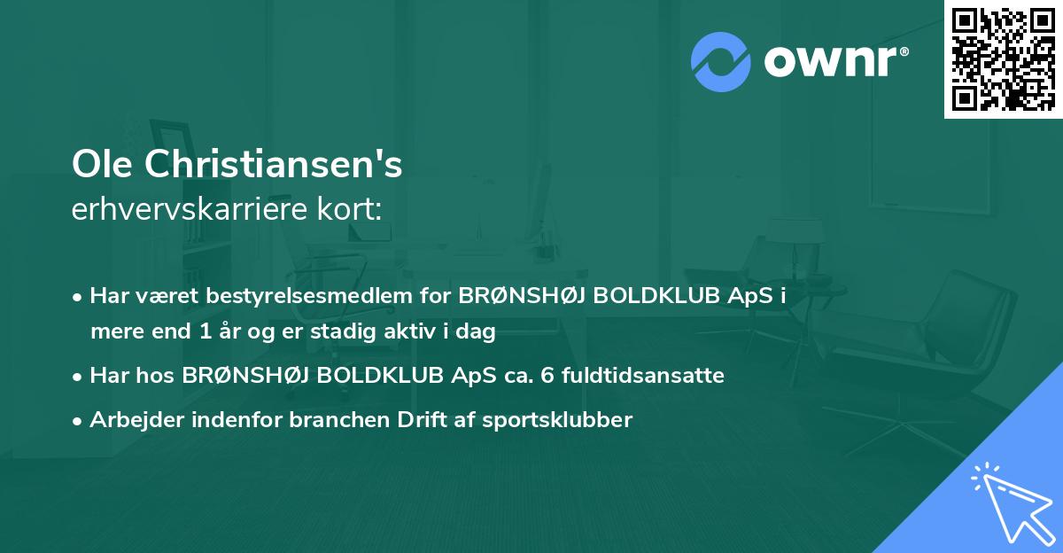 Ole Christiansen's erhvervskarriere kort