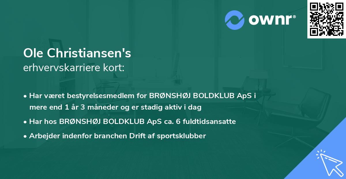 Ole Christiansen's erhvervskarriere kort