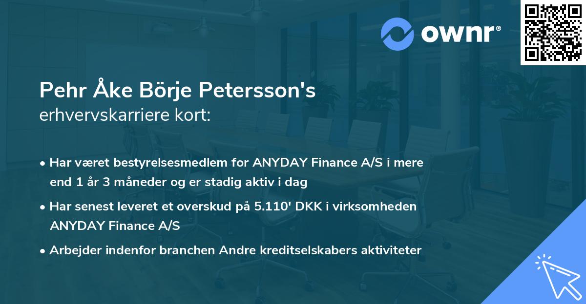Pehr Åke Börje Petersson's erhvervskarriere kort