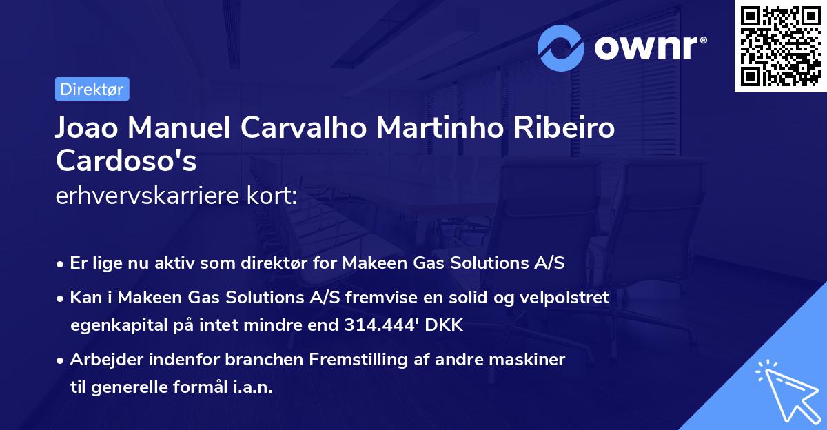 Joao Manuel Carvalho Martinho Ribeiro Cardoso's erhvervskarriere kort