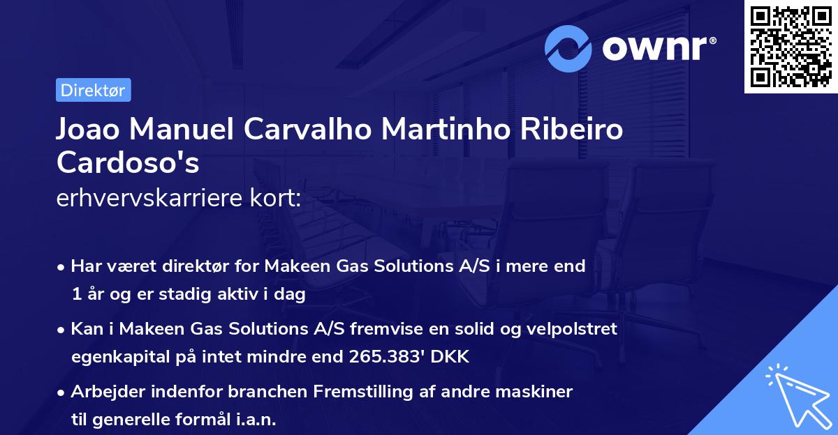 Joao Manuel Carvalho Martinho Ribeiro Cardoso's erhvervskarriere kort