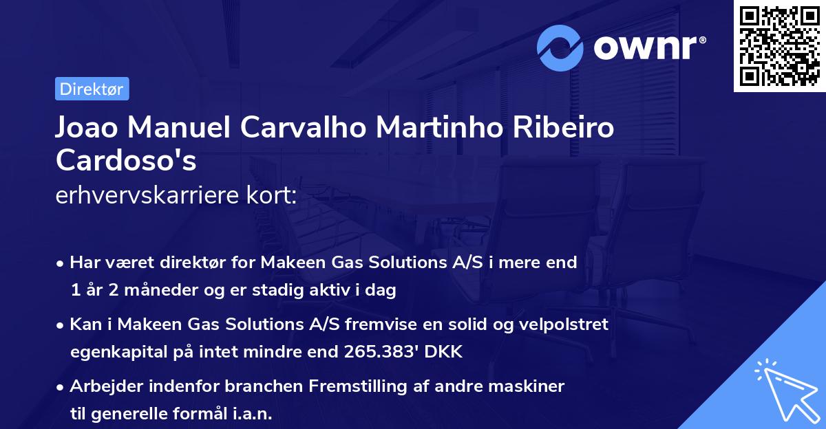 Joao Manuel Carvalho Martinho Ribeiro Cardoso's erhvervskarriere kort