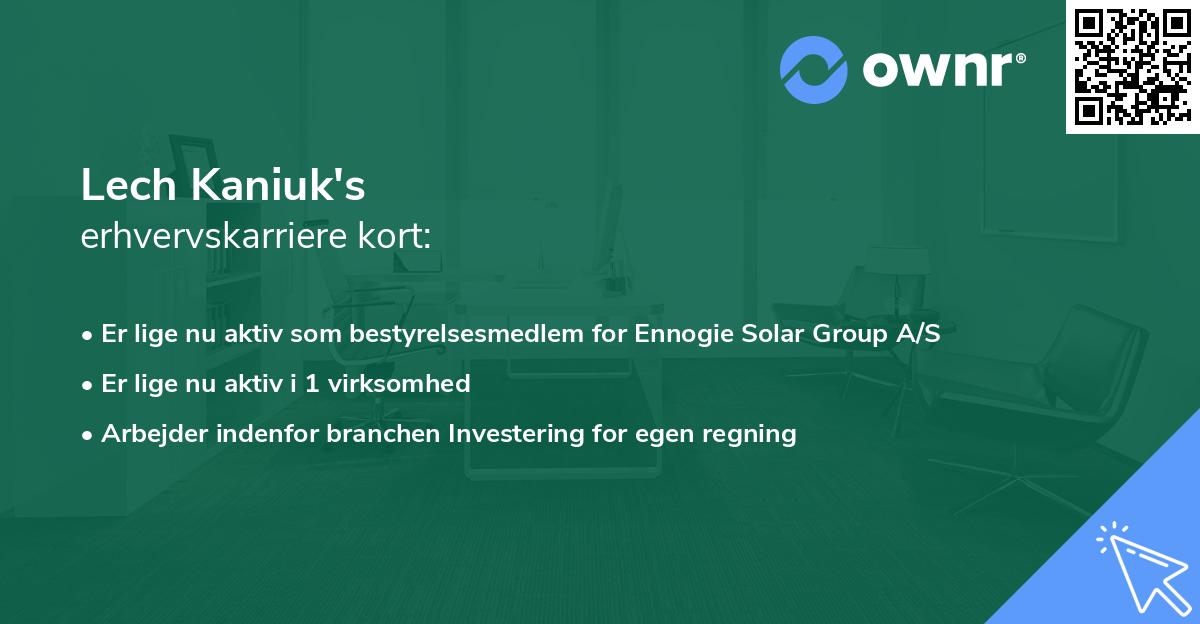 Lech Kaniuk's erhvervskarriere kort