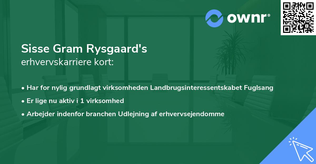 Sisse Gram Rysgaard's erhvervskarriere kort