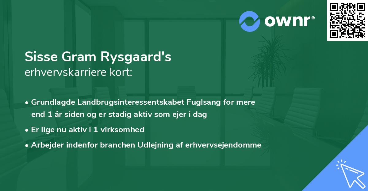 Sisse Gram Rysgaard's erhvervskarriere kort