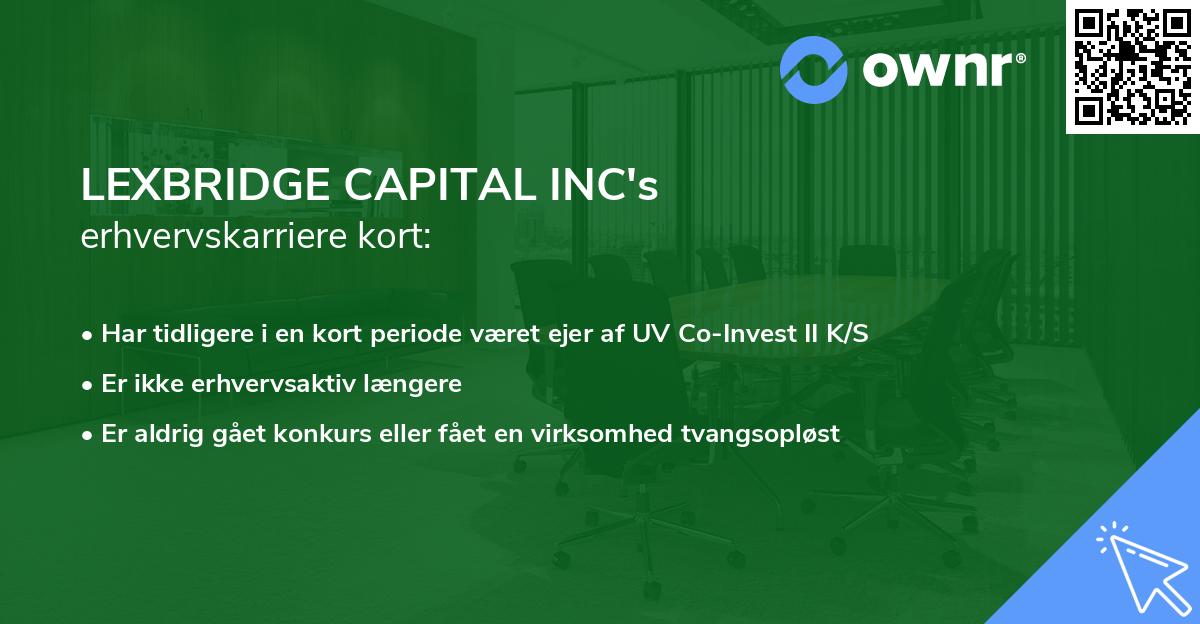 LEXBRIDGE CAPITAL INC's erhvervskarriere kort