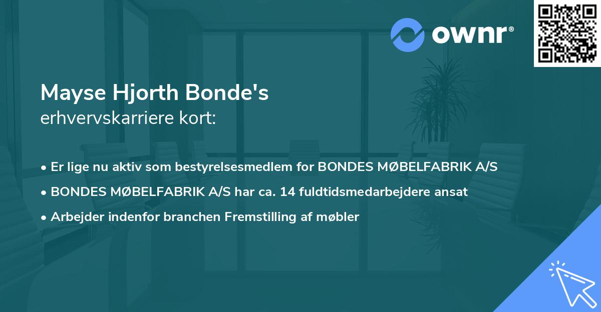 Mayse Hjorth Bonde's erhvervskarriere kort
