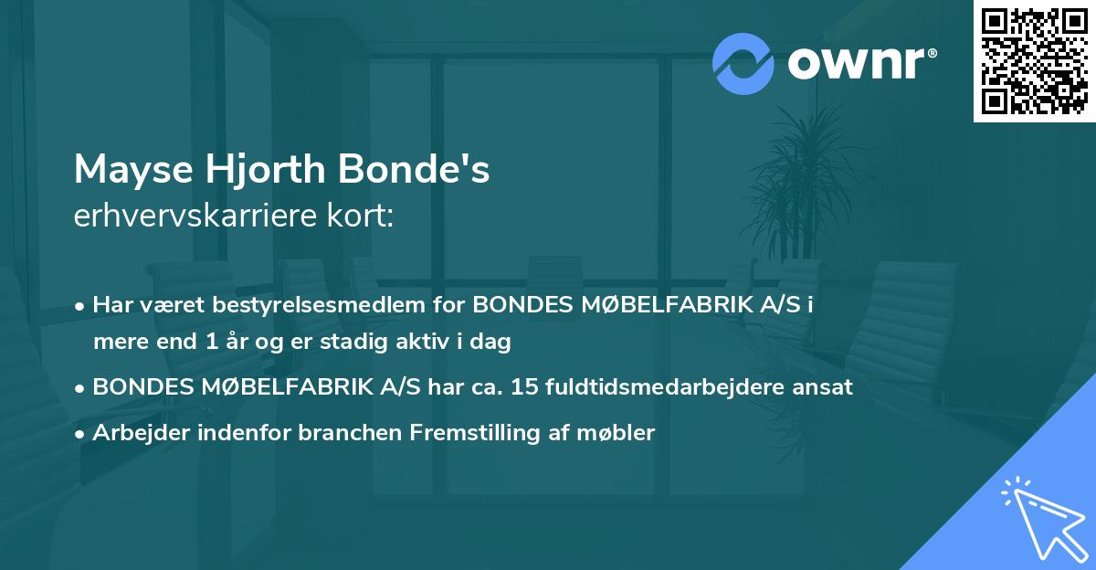 Mayse Hjorth Bonde's erhvervskarriere kort