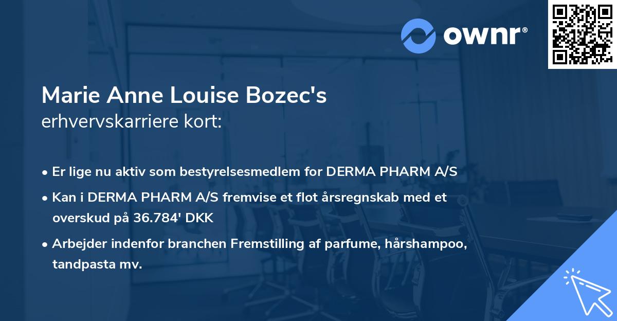 Marie Anne Louise Bozec's erhvervskarriere kort