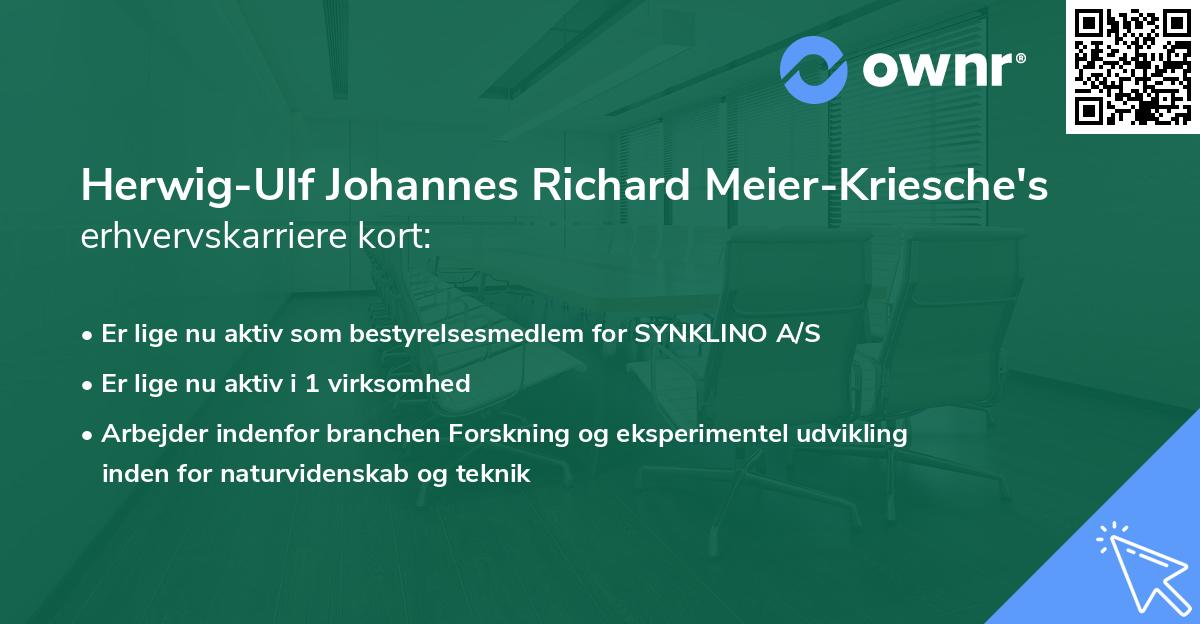 Herwig-Ulf Johannes Richard Meier-Kriesche's erhvervskarriere kort