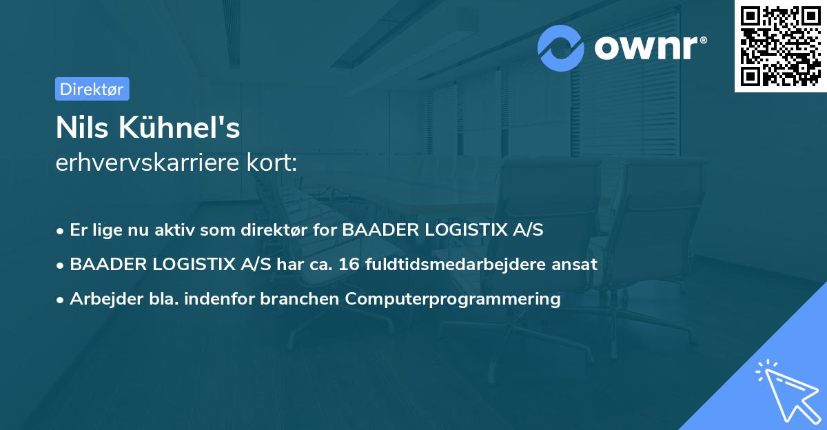 Nils Kühnel's erhvervskarriere kort