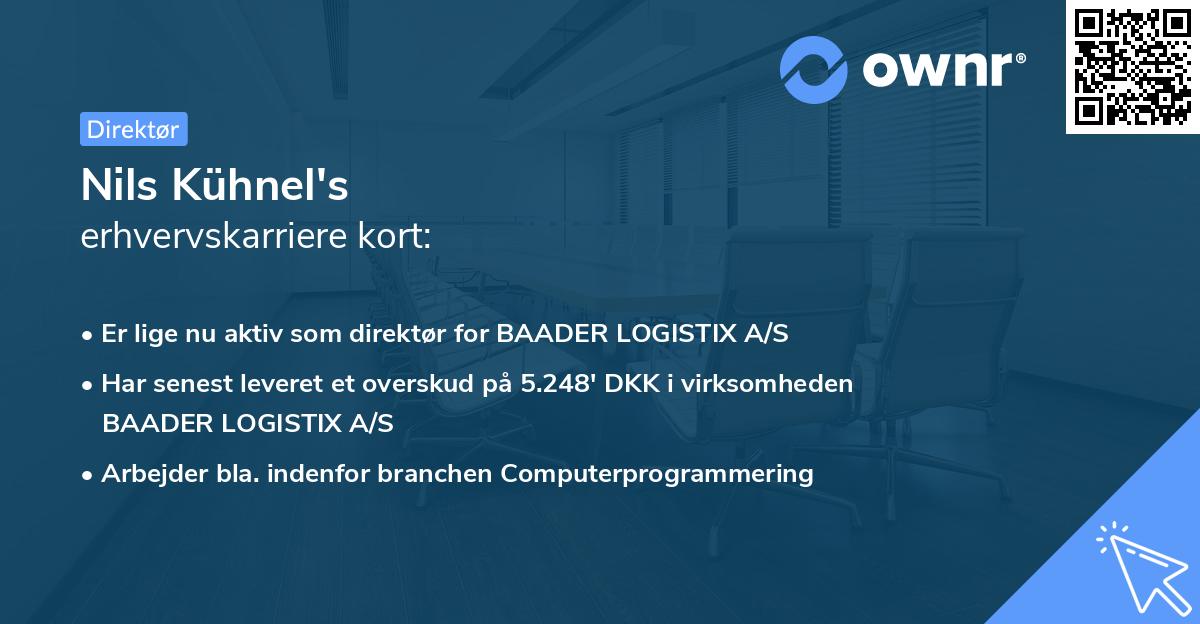 Nils Kühnel's erhvervskarriere kort