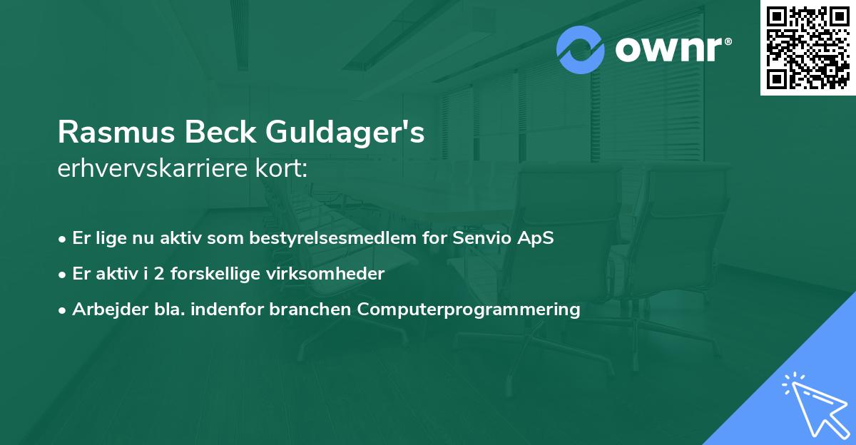 Rasmus Beck Guldager's erhvervskarriere kort