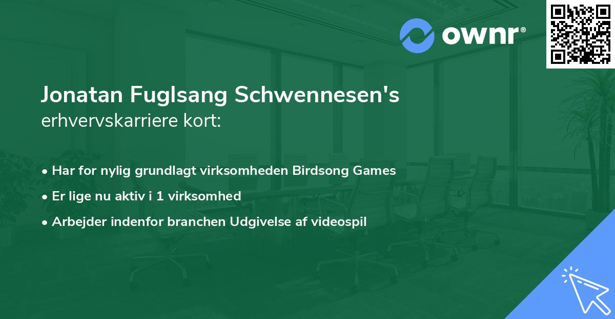 Jonatan Fuglsang Schwennesen's erhvervskarriere kort