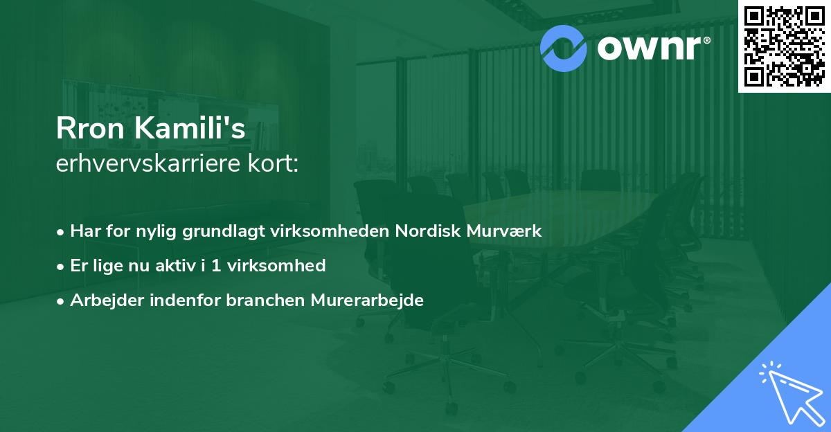 Rron Kamili's erhvervskarriere kort