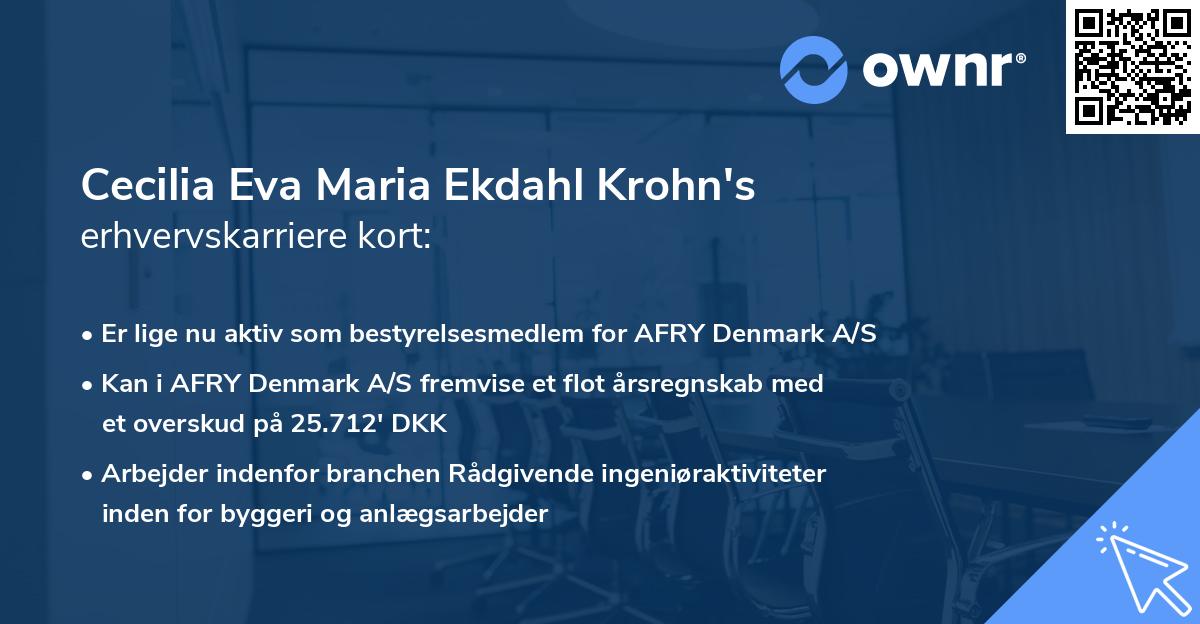 Cecilia Eva Maria Ekdahl Krohn's erhvervskarriere kort