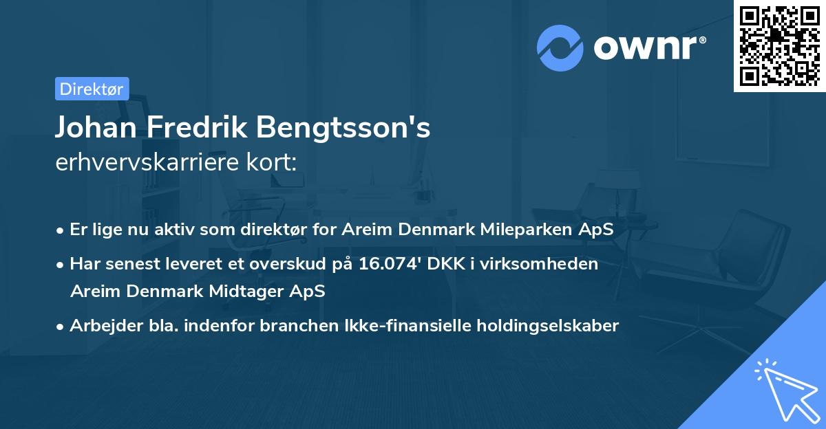 Johan Fredrik Bengtsson's erhvervskarriere kort