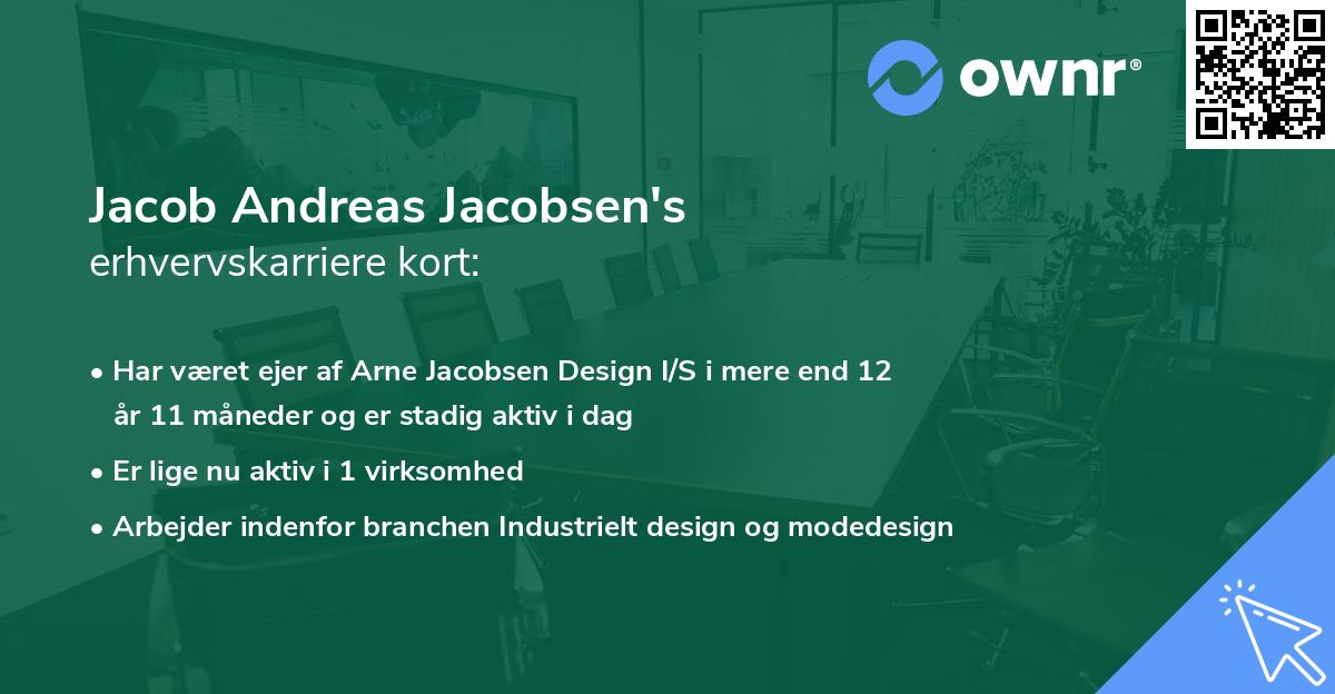 Jacob Andreas Jacobsen's erhvervskarriere kort