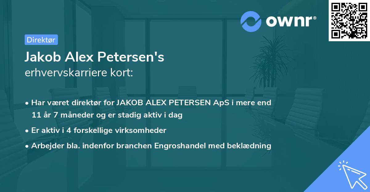 Jakob Alex Petersen's erhvervskarriere kort