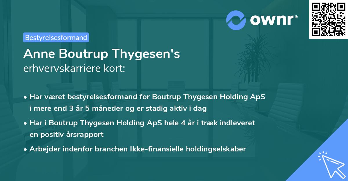Anne Boutrup Thygesen's erhvervskarriere kort