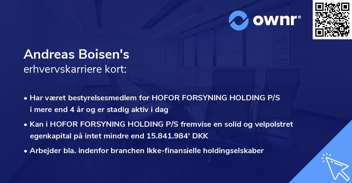 Andreas Boisen's erhvervskarriere kort