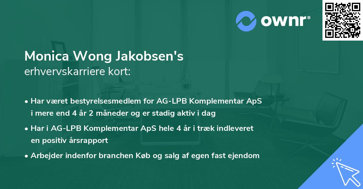 Monica Wong Jakobsen's erhvervskarriere kort