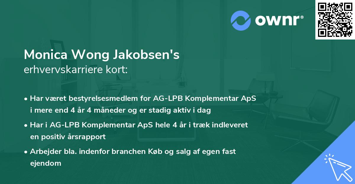 Monica Wong Jakobsen's erhvervskarriere kort